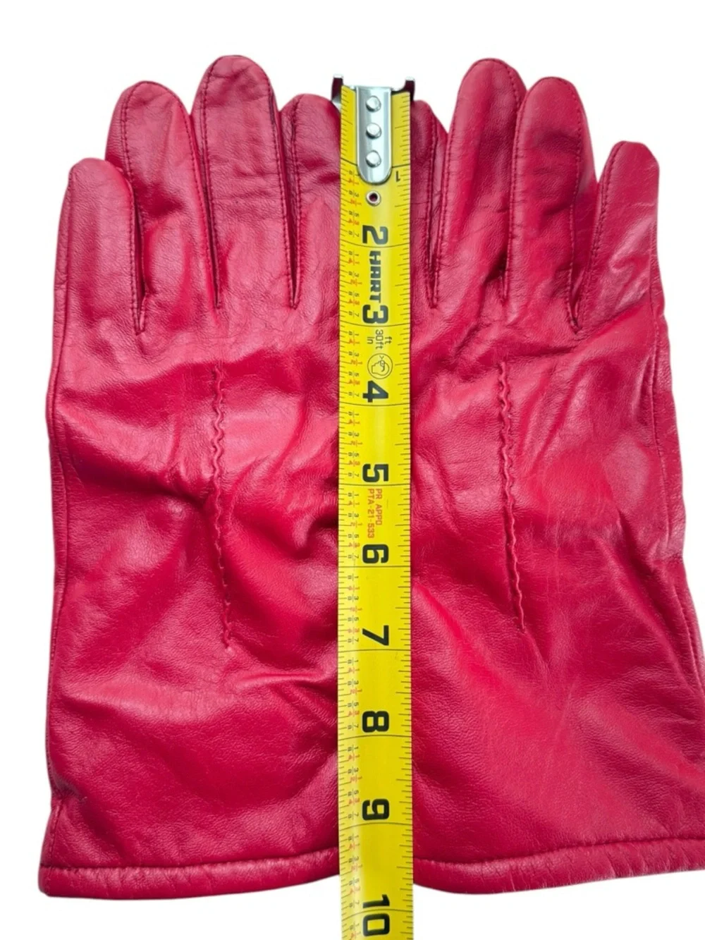 Women Red Leather Gloves Acrylic Lined Size 8 Classic Wrist Length